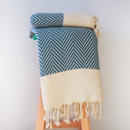 Handwoven Chevron Throw - Blue