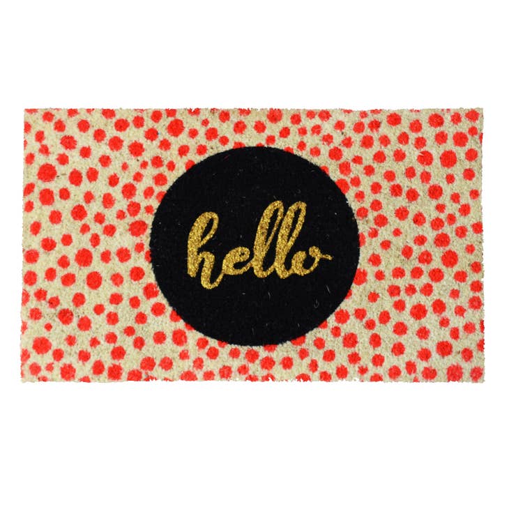 Neon Dotty Hello Doormat