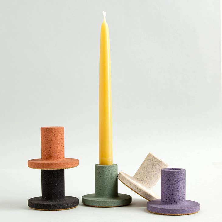 Jesmonite Candlestick Holder - Black