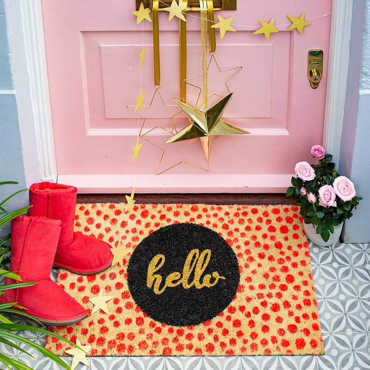 Neon Dotty Hello Doormat