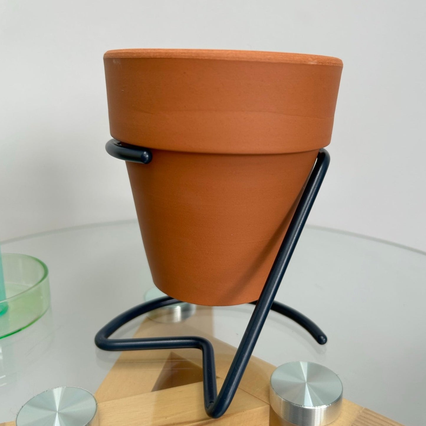 Plant Pot with Steel Base - Grey