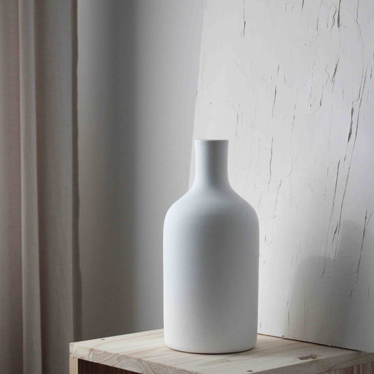 Tall Handmade Ceramic Vase - White