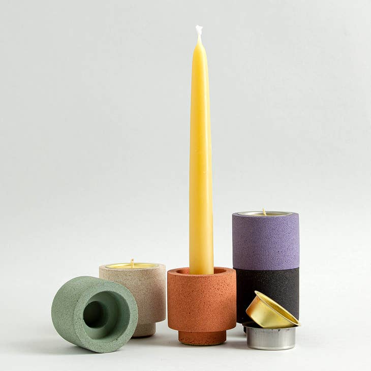 Stackable Candle / Tealight Holder - Jesmonite Sage Green