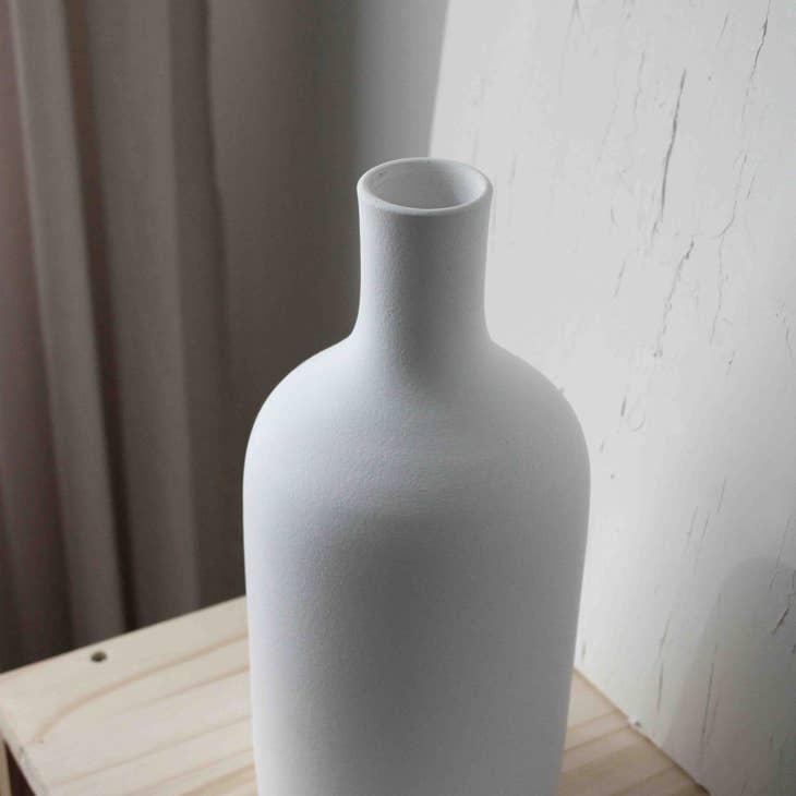 Tall Handmade Ceramic Vase - White