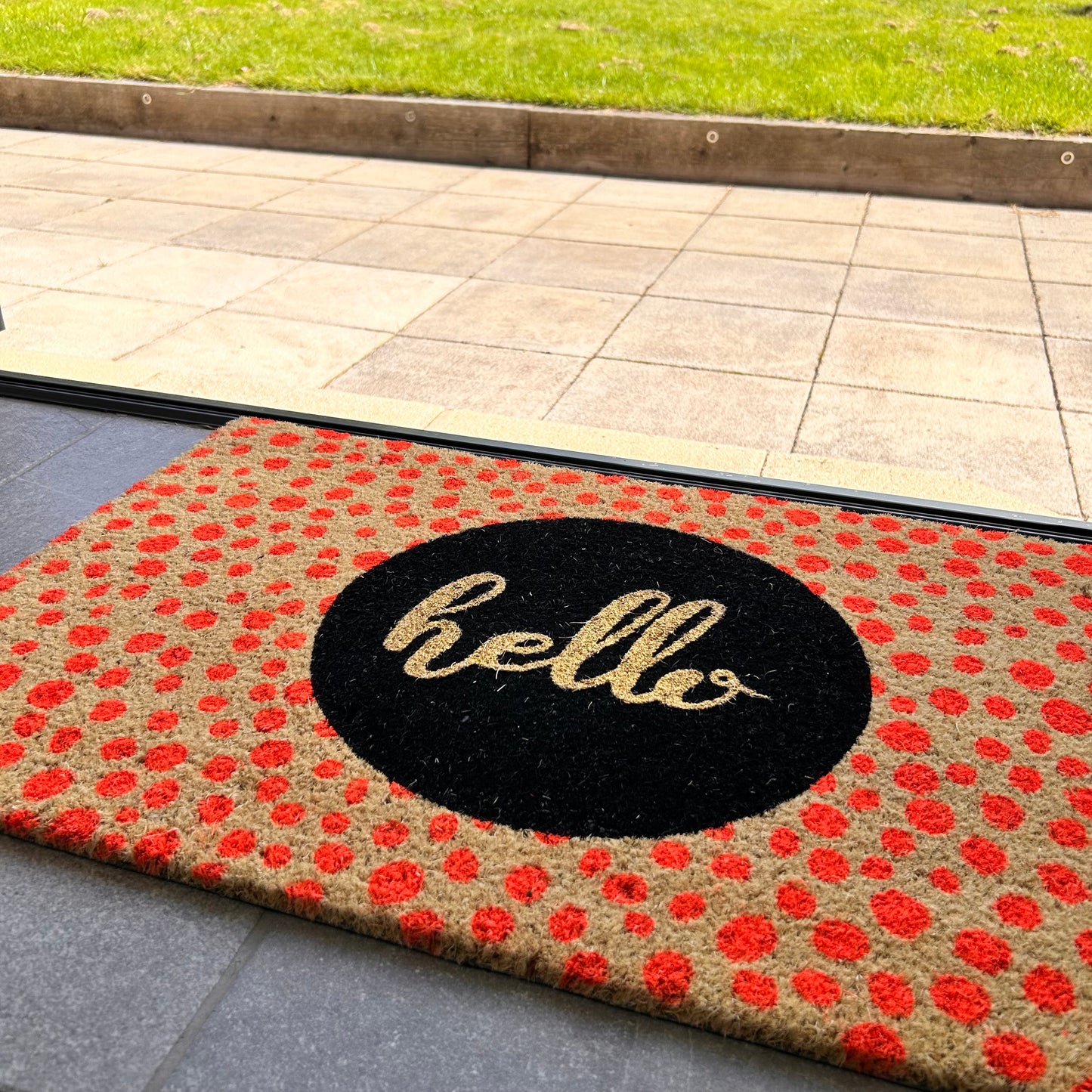 Neon Dotty Hello Doormat