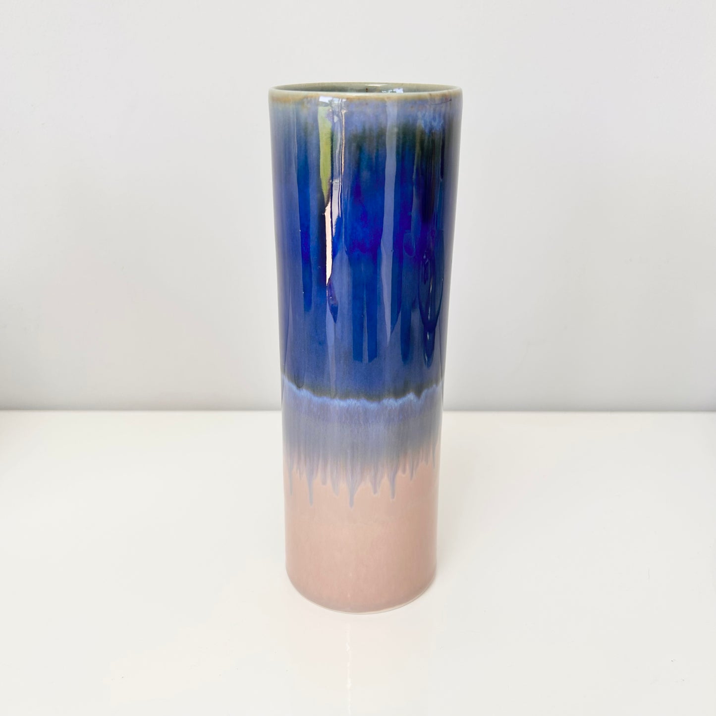 Hand Cast Cylinder Vase - Blue