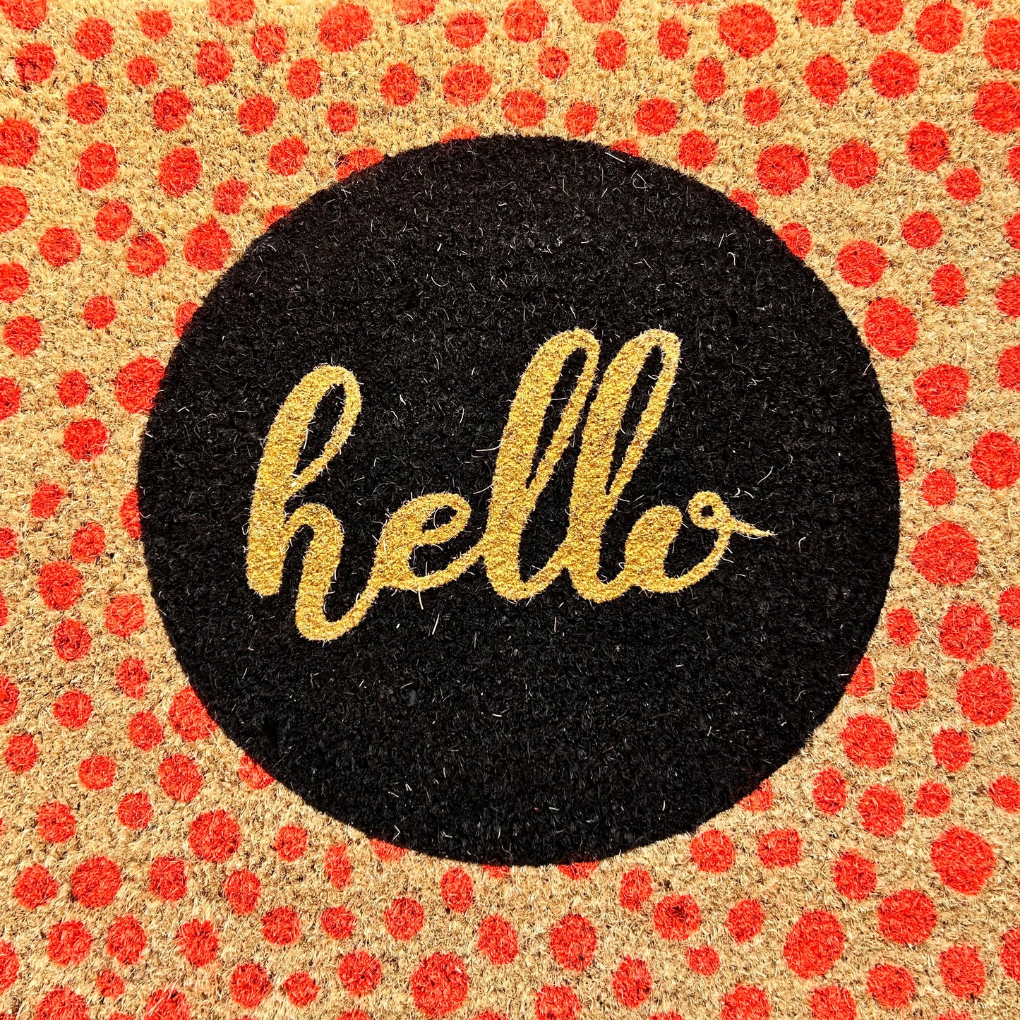 Neon Dotty Hello Doormat