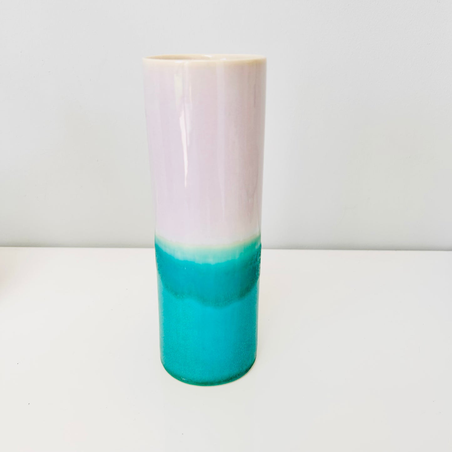 Hand Cast Cylinder Vase - Turquoise & Lilac