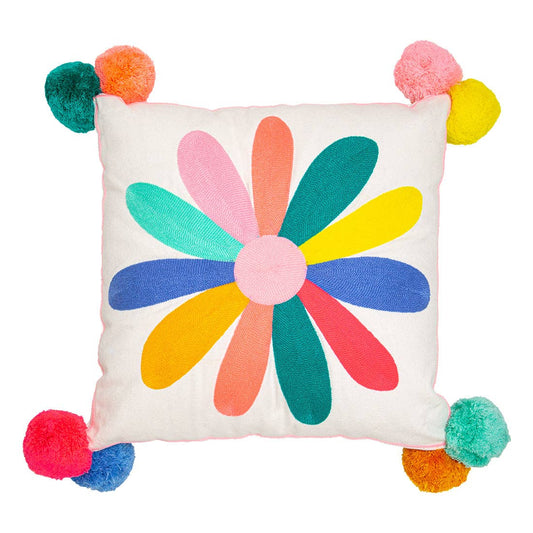 Flora Daisy Embroidered Cushion